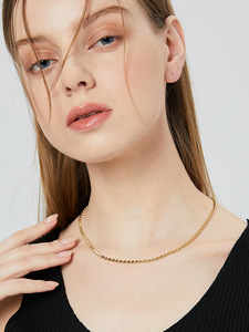Collar Unisex Minimalista Chapado en Oro con Cuentas de Latón, Cadenas de Moda para Fiestas y Bodas, Regalos de Cobre y Circonio - Product Image 2
