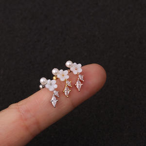 Ingrosso gioielli da donna di moda Anti-allergico cartilagine zircone Cz pietra in <span class=keywords><strong>acciaio</strong></span> inox piercing <span class=keywords><strong>chirurgico</strong></span> <span class=keywords><strong>orecchini</strong></span> - Product Image 4