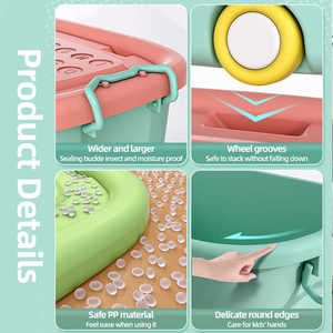 Lớn nhựa lưu trữ <span class=keywords><strong>container</strong></span> bánh xe xử lý dễ thương Macaron màu kidstoys lưu trữ hộp Thùng nhà máy thiết kế riêng PP chất liệu - Product Image 2