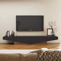 Meuble TV moderne de haute qualité pour salon, console multimédia bicolore avec 2 tiroirs, mobilier de maison élégant et écologique en bois