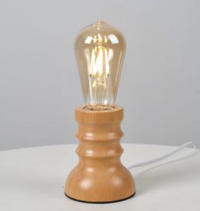 Lampe de bureau minimaliste en bois, support d'ampoule LED E27, petite taille, bois naturel, veilleuse de chambre, lampe de table décorative - Product Image 2
