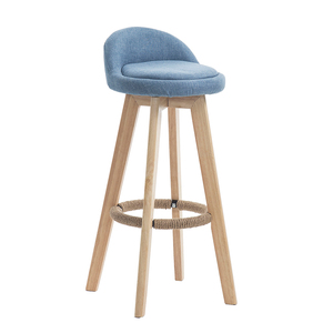 Taburetes de mostrador de cocina de espalda baja clásica rústica nórdica, silla de cocina, silla de <span class=keywords><strong>Bar</strong></span> de madera de goma, taburete de <span class=keywords><strong>Bar</strong></span> giratorio de madera con reposapiés - Product Image 6
