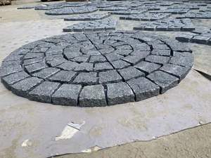 Chine gris prix de gros granit pierre pavés cinq côtés fendus un quart de <span class=keywords><strong>cercle</strong></span> granit <span class=keywords><strong>pavé</strong></span> pierre pour allée jardin - Product Image 3