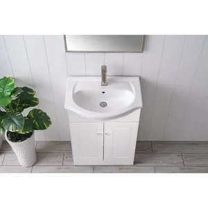 Armário moderno com pia de banheiro em MDF branco de melamina com suporte personalizado para piso