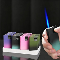 Offre Spéciale – Briquet Torche Bleu à Flamme Jet Coupe-Vent, Rechargeable au Butane, en Aluminium – Cadeau d'Affaires à Prix Abordable, MOQ 100, Logo Personnalisable
