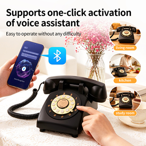 Téléphone fixe sans fil rétro ABS compatible <span class=keywords><strong>Google</strong></span> Assistant, rechargeable par USB, téléphone de bureau vintage, couleur personnalisée, 16 Go - Product Image 2
