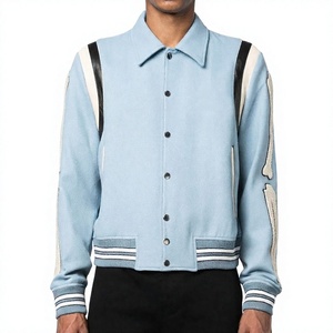 Chaqueta Varsity Personalizable para Hombre de Index Apparel, Cuello Alto, Logotipo Bordado, Mangas en Contraste, Estilo Preppy, Ropa de Invierno - Product Image 1