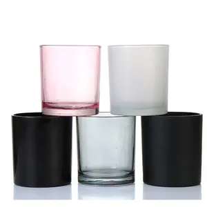 CyLinder Shape Empty Luxury Candle Jars Glass With Lids Green Blue Black Glass Candle Jar Wholesale