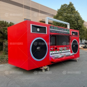 Camion de restauration mobile en fibre de verre en forme de <span class=keywords><strong>radio</strong></span>, style rétro, pour la vente de fast-food, hot-dogs, glaces, desserts, snacks légers et bonbons - Product Image 2