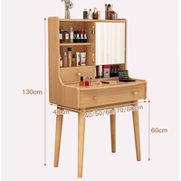 Table de toilette en bois sur mesure avec miroir et tiroirs, table de maquillage de luxe pour chambre à coucher avec miroir éclairé