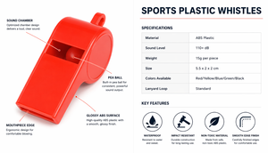 Fischietti in Plastica Colorati Personalizzati all'Ingrosso con Cordino per Arbitri e Regali Promozionali per Esterni - Product Image 2