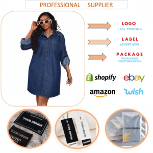 218638 Fabricants de <span class=keywords><strong>Vêtements</strong></span> Robes en Jean <span class=keywords><strong>Grande</strong></span> <span class=keywords><strong>Taille</strong></span> <span class=keywords><strong>Femme</strong></span> Ample Tendance Nouveau Style Robe Décontractée en Jean à Manches Longues - Product Image 5