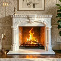 Cheminée en marbre blanc européen, cadre de cheminée décoratif en pierre pour l'intérieur des maisons de luxe