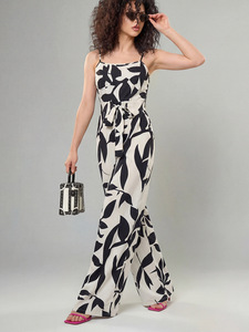 Combinaison une pièce d'été à motif zèbre, ample, sans manches, à jambes larges, pour femme, idéale pour les fêtes - Product Image 1
