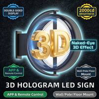INM 2026 Doppelseitiger 3D-Hologramm-Aluminium-Lüfter LED-Leuchtkasten für Innenräume Wandmontierte Sichtbaren-Bild-Anzeige AU/UK/US/EU-Stecker 1 Jahr Garantie