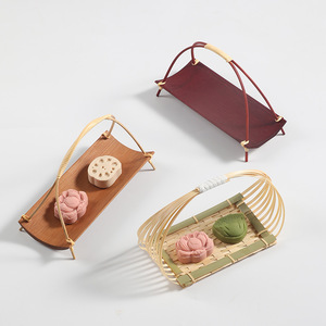 Panier en bambou tissé à la main, plateau à thé artisanal naturel, panier à fruits, plateau à pâtisserie, décoration de mariage, cadeau, taille standard - Product Image 4