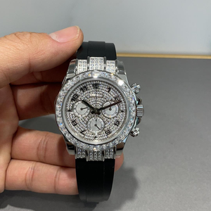 Montres mécaniques 40 mm automatiques en métal doré avec lunette sertie de diamants, cadran motif tigre, date, montre de luxe pour homme en <span class=keywords><strong>or</strong></span> blanc - Product Image 1