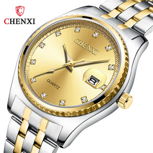 CHENXI Vigilanza di Marca Nuovi Uomini di Modo Delle Donne di Oro Da Polso Al Quarzo In Acciaio Orologio Impermeabile Coppie Calendario Orologi <span class=keywords><strong>Marito</strong></span> Moglie Regalo - Product Image 3