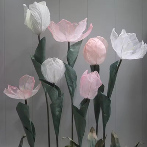 A-GF012 Wedding <b>Artificial</b> <b>poppy</b> Giant Silk Flowers Giant Fabric Flowers Giant Stem Foam Flower Backdrop for Event Decoration - Product Image 1