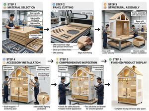 Casa de Lujo para <span class=keywords><strong>Mascotas</strong></span> de Dos Niveles, de Una Pieza, Móvil, Impermeable y Cálida, Villa Moderna Retro de Madera Maciza para Gatos con Bandeja Sanitaria para Sala de Estar - Product Image 4