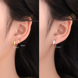 Fine 925 <strong>Silver</strong> Jewelry Manufacture 18K Gold Vermeil <strong>Huggies</strong> 925 Sterling <strong>Silver</strong> Plated Bold Hoop Earrings Women - Product Image 4