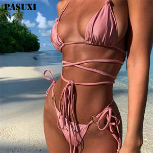 PASUXI Vente en gros 2026 Nouveaux maillots <span class=keywords><strong>de</strong></span> <span class=keywords><strong>bain</strong></span> pour femmes Couleur unie Sexy Designer Micro Bikini <span class=keywords><strong>Maillot</strong></span> <span class=keywords><strong>de</strong></span> <span class=keywords><strong>bain</strong></span> 2 pièces pour femmes - Product Image 2