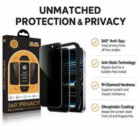360 °   Protection d'écran anti-espion pour iPhone 17/18 Pro en verre trempé avec cadre d'alignement, compatible coque, dureté 9H, couverture intégrale