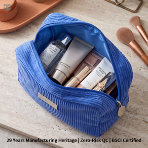 Bolsa de <span class=keywords><strong>Maquillaje</strong></span> de Viaje Plegable, Ligera y Moderna, con Cierre de Cordón Metálico Acanalado, Personalizable con Logotipo, OEM, ODM, Marca Privada, Regalo para Damas de Honor - Product Image 2