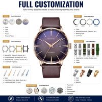 Montre automatique mécanique classique minimaliste avec mouvement Sellita SW200-1, cadran guilloché dégradé, personnalisable ODM OEM