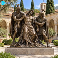 Sculpture biblique en bronze de la Passion, moulée à la cire perdue, groupe de figurines de Jésus, statue religieuse personnalisée pour église, cour commémorative