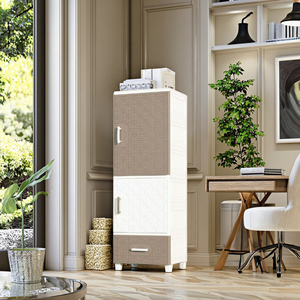 Slaapkamer 3-laags luxe draagbare kledingkast kledingopbergkast moderne draagbare plastic ladenkast met wielen - Product Image 1
