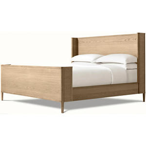Lit plateforme en bois de chêne moderne <span class=keywords><strong>et</strong></span> minimaliste de luxe avec pieds effilés pour chambre principale - Product Image 1