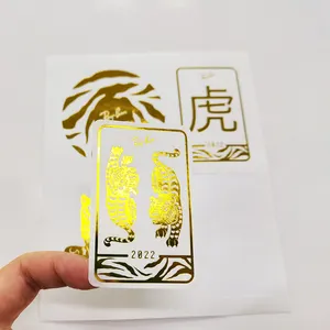 Stiker lembar vinil warna emas cetak kustom stiker potong ciuman lucu kartun perekat warna emas