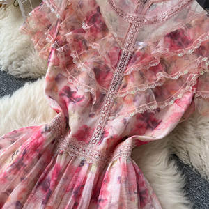 Impresión de malla de gama alta para mujer <span class=keywords><strong>Dre</strong></span> Chic seda encaje pastel <span class=keywords><strong>Dre</strong></span> Ce fiesta bordado largo <span class=keywords><strong>Dre</strong></span> - Product Image 3