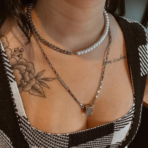 <span class=keywords><strong>Collar</strong></span> de <span class=keywords><strong>perlas</strong></span> de agua dulce para <span class=keywords><strong>hombre</strong></span>, joyería minimalista personalizada, libre de deslustre, medio <span class=keywords><strong>Cadena</strong></span> de acero inoxidable, venta al por mayor - Product Image 4