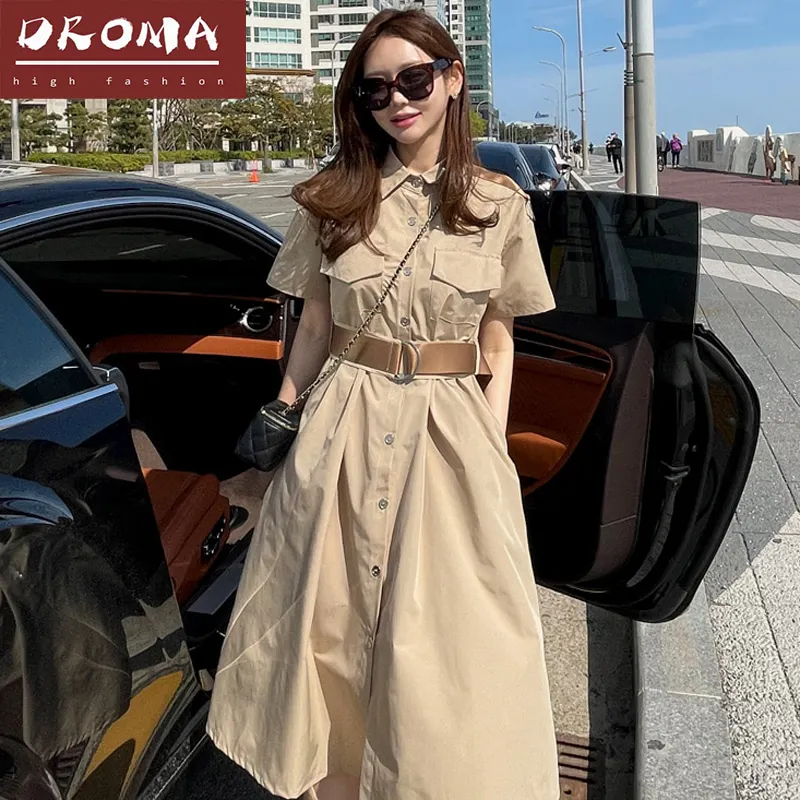 Droma 2021 summer new style all-match temperament mid-length fashion Korean casual dress clothing