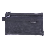 Trousse à crayons en plastique transparent à mailles classiques de grande capacité pour l'école et le bureau, avec fermeture éclair, pour une utilisation en classe
