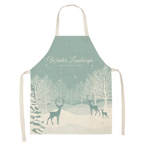Tablier de cuisine de Noël personnalisé et durable en polyester et lin avec motif et design cactus, sans poches, pour usage intérieur - Product Image 5