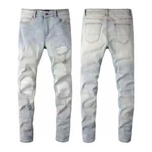 <span class=keywords><strong>Jeans</strong></span> di Alta Qualità di Marca di Lusso Amiriy, Pantaloni Hip Hop Elasticizzati Strappati, <span class=keywords><strong>Jeans</strong></span> <span class=keywords><strong>Streetwear</strong></span> da Uomo - Product Image 2