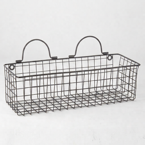 Premium Metal <b>Wire</b> <b>Storage</b> <b>Basket</b> Rectangle Shape Wall Mounted Simple Multi Purpose Neatening Container - Product Image 1