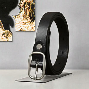 Ceinture en cuir de vachette décontractée et confortable pour homme avec boucle élégante en alliage ovale pour un usage quotidien et professionnel, style formel - Product Image 2