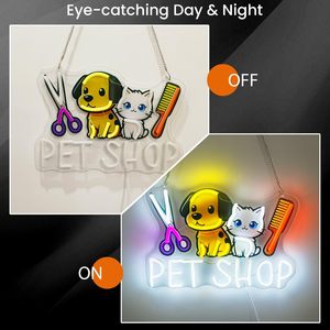 Dog and cat pet shop Letreros Neon LED indoor hanging ambient light shop <b>sign</b> wall decoration light entrance indicator light - Product Image 3
