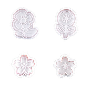 Plastique de qualité alimentaire Simple 2 modèles 4 pièces/ensemble différentes fleurs forme bricolage pâte argile gâteau Cookie beignet plongeur Cutter moules - Product Image 5