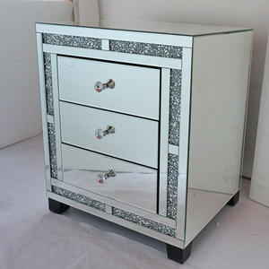 Good Quality Silver Crushed Diamond Nightstand <strong>Bedside</strong> With 3 Drawer <strong>Mirrored</strong> <strong>Bedside</strong> Table - Product Image 1