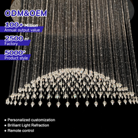 Lustre LED personnalisé de luxe avec contrôle à distance par application RGB, fibre optique PMMA, cristal, pour hôtel, bar, plafond