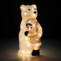 Figurine d'ours polaire en acrylique avec lumières LED blanches pour décoration extérieure de Noël, anniversaire ou maison