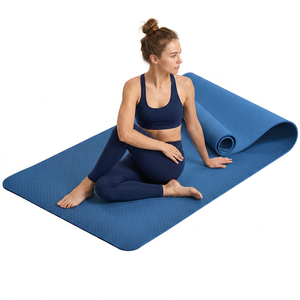 Tapis de yoga et de fitness en TPE épaissi, 6 mm d'épaisseur, 183 cm de longueur, écologique, durable, absorbant les chocs, antidérapant, résistant à l'eau, facile à nettoyer - Product Image 1