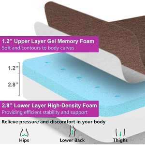 高密度メモリーフォームオフィスチェアシートクッション洗えるカバー付きランバーピロー & カー/車椅子シートクッション付き - Product Image 3