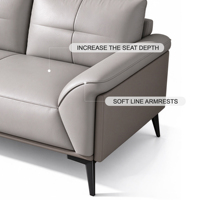 Canapé de bureau moderne et durable de style italien de luxe léger, ensemble table basse en cuir véritable pour zone de réception VIP d'entreprise