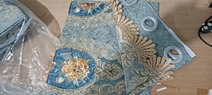 Rèm phòng khách Rỗng ra vàng thêu rèm vải Chenille cửa sổ màn hình, hoàn thành rèm với lỗ xử lý - Product Image 5